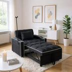 MAYEERTY Canapé-Lit Convertible 2-en-1 avec Lit Gigogne, Canapé Double Moderne, Lit Ajustable pour Salon, Noir