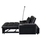 MAYEERTY Canapé-Lit Convertible 2-en-1 avec Lit Gigogne, Canapé Double Moderne, Lit Ajustable pour Salon, Noir