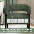 Yaheetech Lot de 2 fauteuils d'appoint ronds en velours côtelé avec pieds en bois massif, assise à ressorts ensachés pour salon, chambre