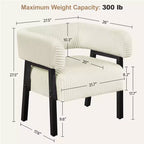 Yaheetech Lot de 2 fauteuils d'appoint ronds en velours côtelé avec pieds en bois massif, assise à ressorts ensachés pour salon, chambre