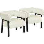 Yaheetech Set of 2 Corduroy Barrel Accent Chairs with Solid Wood Legs, Pocket Coiled Seat for Living Room, Bedroom