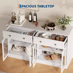 Bahut de cuisine en bois avec 4 portes en acrylique et 2 tiroirs pour salle à manger, salon
