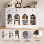 Bahut de cuisine en bois avec 4 portes en acrylique et 2 tiroirs pour salle à manger, salon
