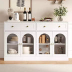 Bahut de cuisine en bois avec 4 portes en acrylique et 2 tiroirs pour salle à manger, salon