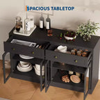 Bahut de cuisine en bois avec 4 portes en acrylique et 2 tiroirs pour salle à manger, salon