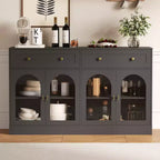 Bahut de cuisine en bois avec 4 portes en acrylique et 2 tiroirs pour salle à manger, salon