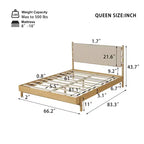 Cadre de lit Queen/King avec 2 tables de chevet, lit plateforme en bois avec tête de lit et tables de chevet assorties - ModernLuxe