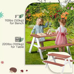 Ensemble Table de Pique-nique Whisen Kids, Table et Banc en Bois, Cadeau pour Enfants de 3 à 8 Ans - Marron