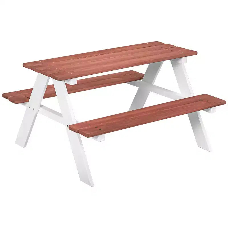 Ensemble Table de Pique-nique Whisen Kids, Table et Banc en Bois, Cadeau pour Enfants de 3 à 8 Ans - Marron
