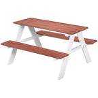 Ensemble Table de Pique-nique Whisen Kids, Table et Banc en Bois, Cadeau pour Enfants de 3 à 8 Ans - Marron