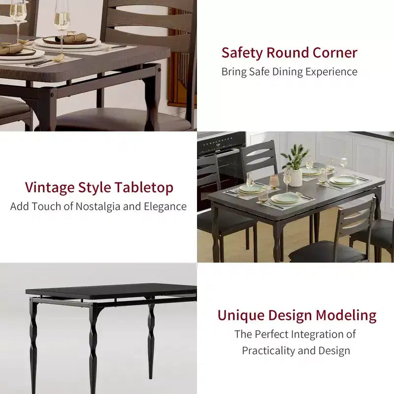 Ensemble table à manger pour 4, pieds de table en spirale, sièges ergonomiques confortables, ensemble table de bar, pour petits espaces, cuisine, appartement