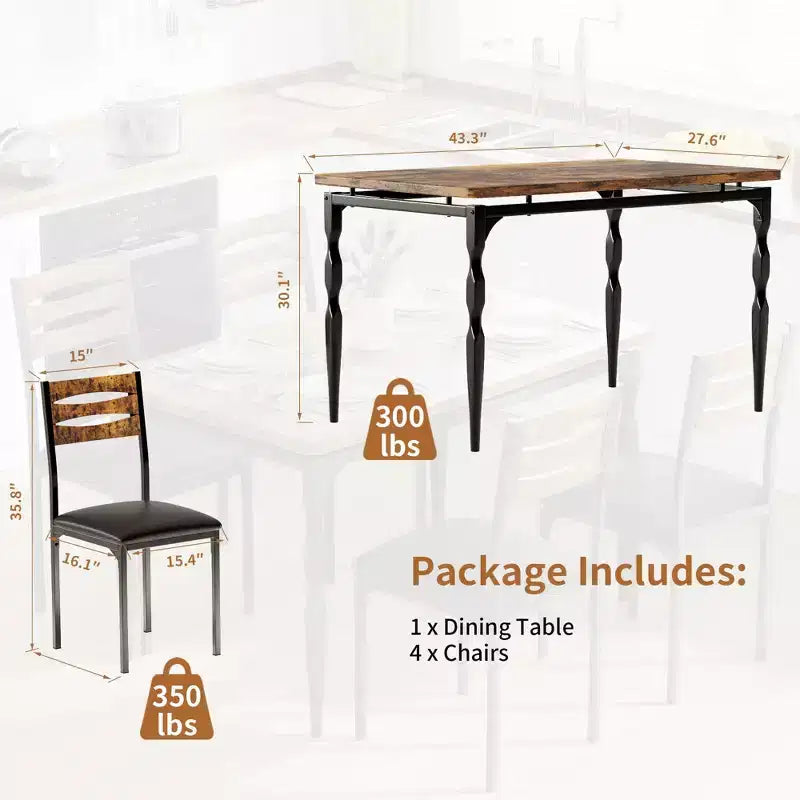 Ensemble table à manger pour 4, pieds de table en spirale, sièges ergonomiques confortables, ensemble table de bar, pour petits espaces, cuisine, appartement