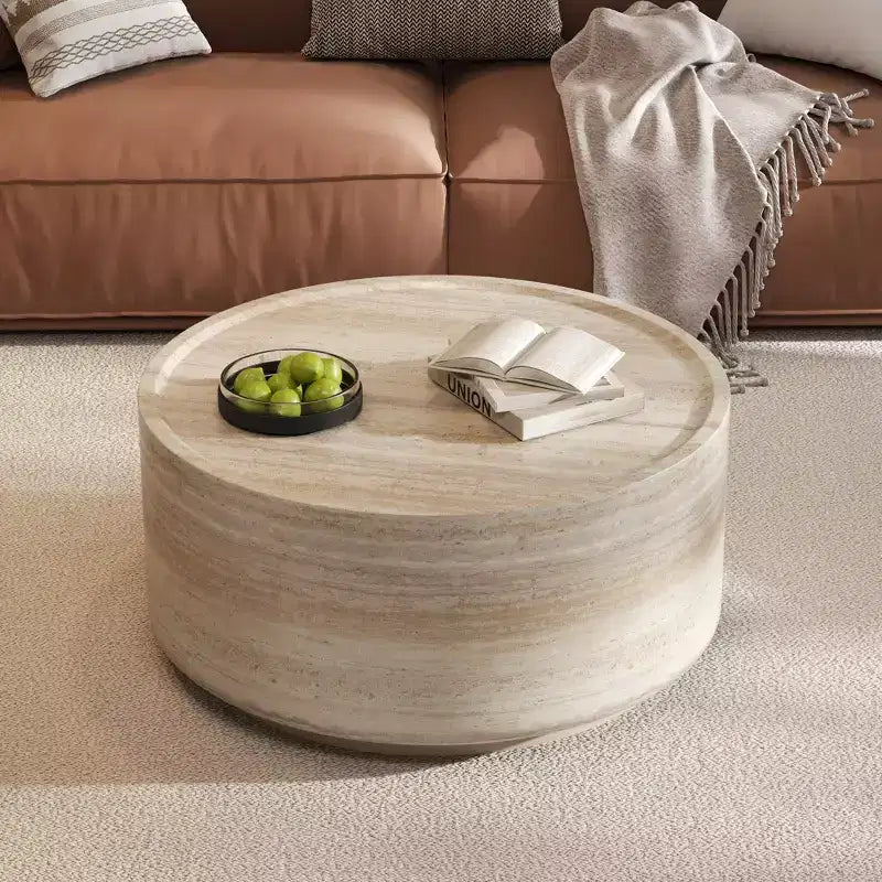 Table basse ronde, Table basse de salon, Table d'appoint avec motif Mars, Aucun assemblage nécessaire - ModernLuxe