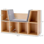 Bibliothèque pour enfants Whisen à 6 compartiments avec coin lecture et coussin, Organisateur de rangement polyvalent, Cadeau pour enfants