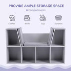 Bibliothèque pour enfants Whisen à 6 compartiments avec coin lecture et coussin, Organisateur de rangement polyvalent, Cadeau pour enfants