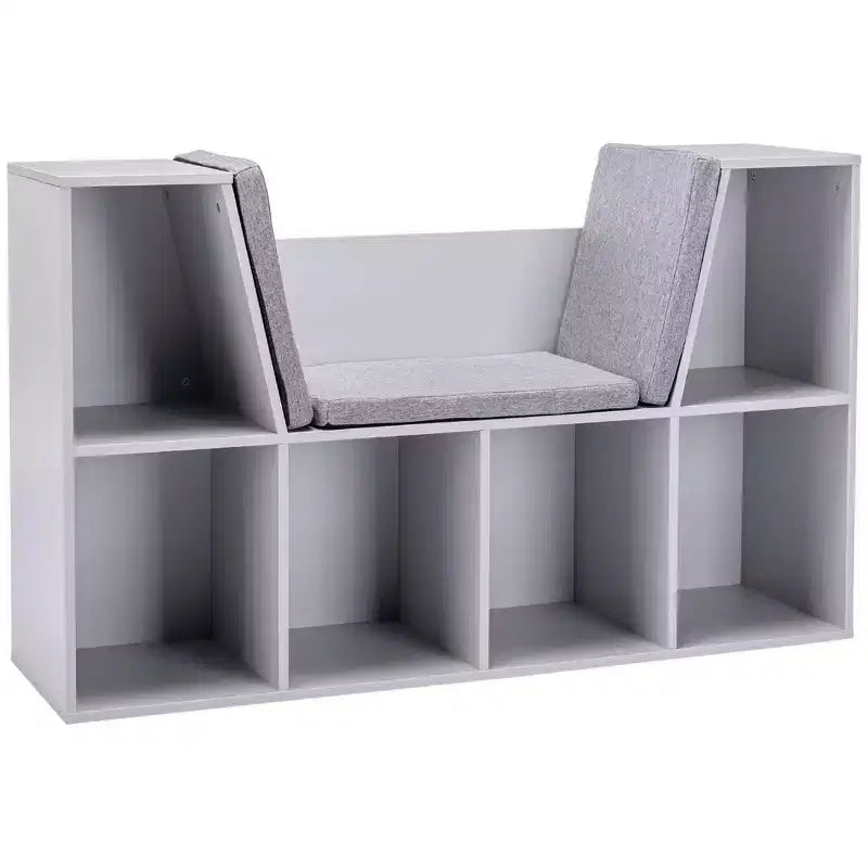 Bibliothèque pour enfants Whisen à 6 compartiments avec coin lecture et coussin, Organisateur de rangement polyvalent, Cadeau pour enfants