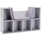 Bibliothèque pour enfants Whisen à 6 compartiments avec coin lecture et coussin, Organisateur de rangement polyvalent, Cadeau pour enfants