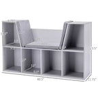 Bibliothèque pour enfants Whisen à 6 compartiments avec coin lecture et coussin, Organisateur de rangement polyvalent, Cadeau pour enfants