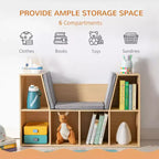 Bibliothèque pour enfants Whisen à 6 compartiments avec coin lecture et coussin, Organisateur de rangement polyvalent, Cadeau pour enfants