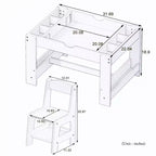 Ensemble de table de jeu 2-en-1 et 2 chaises Whisen Kids, avec 7 compartiments de rangement, compatible avec les blocs de construction LEGO - Blanc et vert