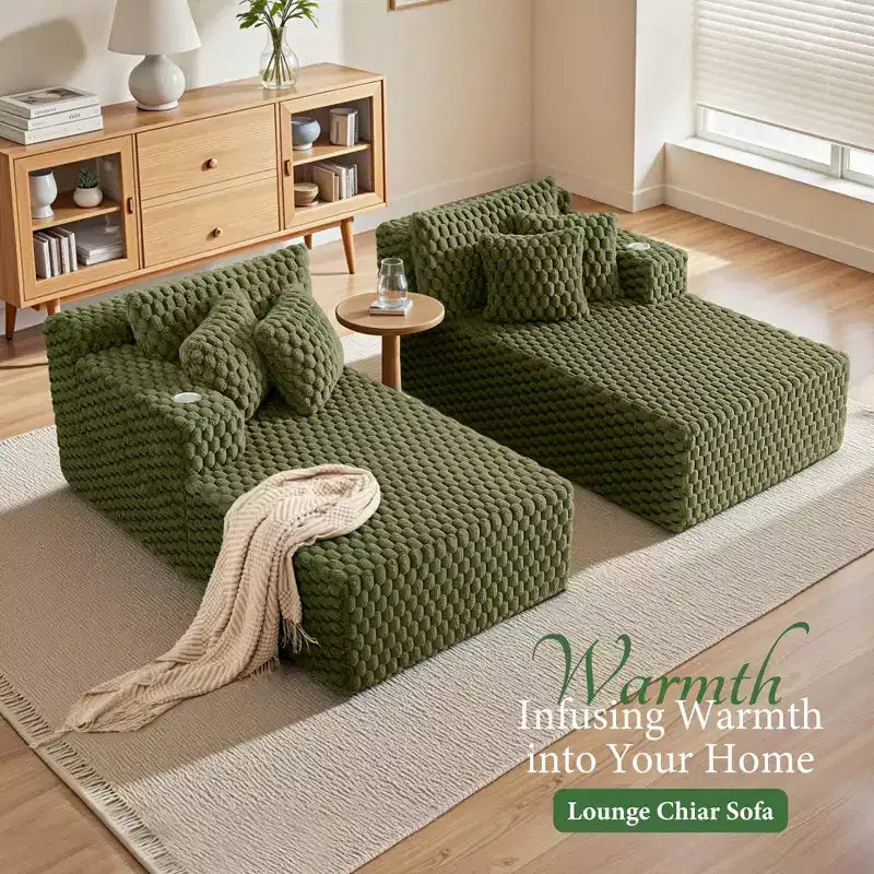 KERDOM Chaise Longue 190 cm, Chaise de Lecture Confortable et Surdimensionnée, Canapé-Lit Moelleux et Douillet avec Accoudoirs et Oreillers, pour Salon, Chambre à Coucher