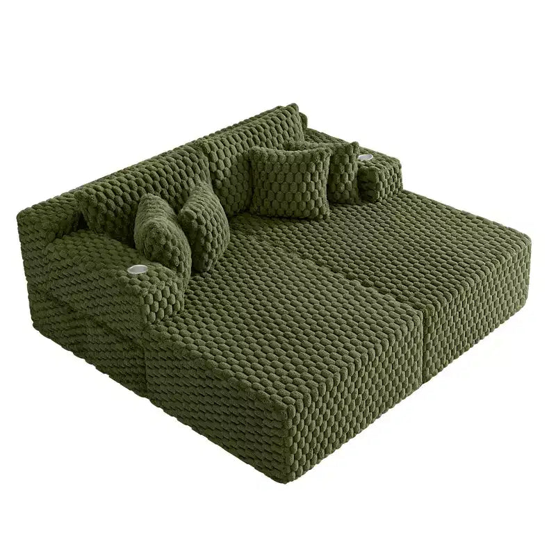 KERDOM Chaise Longue 190 cm, Chaise de Lecture Confortable et Surdimensionnée, Canapé-Lit Moelleux et Douillet avec Accoudoirs et Oreillers, pour Salon, Chambre à Coucher
