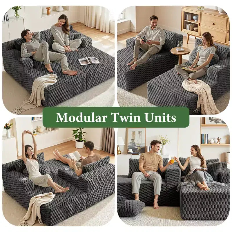 KERDOM Chaise Longue 190 cm, Chaise de Lecture Confortable et Surdimensionnée, Canapé-Lit Moelleux et Douillet avec Accoudoirs et Oreillers, pour Salon, Chambre à Coucher