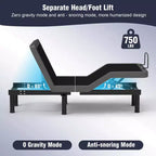 Cadre de lit réglable Dyonery Twin XL avec hauteur de pieds réglable, levée de tête/pieds séparée, métal robuste, gravité 0/anti-ronflement, assemblage facile, silencieux