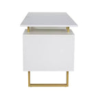 Bureau blanc et doré pour le bureau avec tiroirs et rangement
