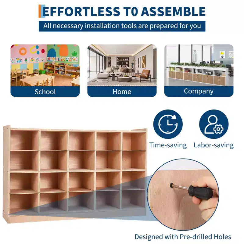 COZONY 47 Meuble de rangement mobile à roulettes avec 4 roulettes, cubes de rangement avec 2 boîtes, étagère pour la maison, l'école et la maternelle