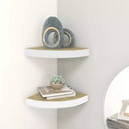 Wall Corner Shelf Set of 2 Oak and white Honeycomb MDF, metal