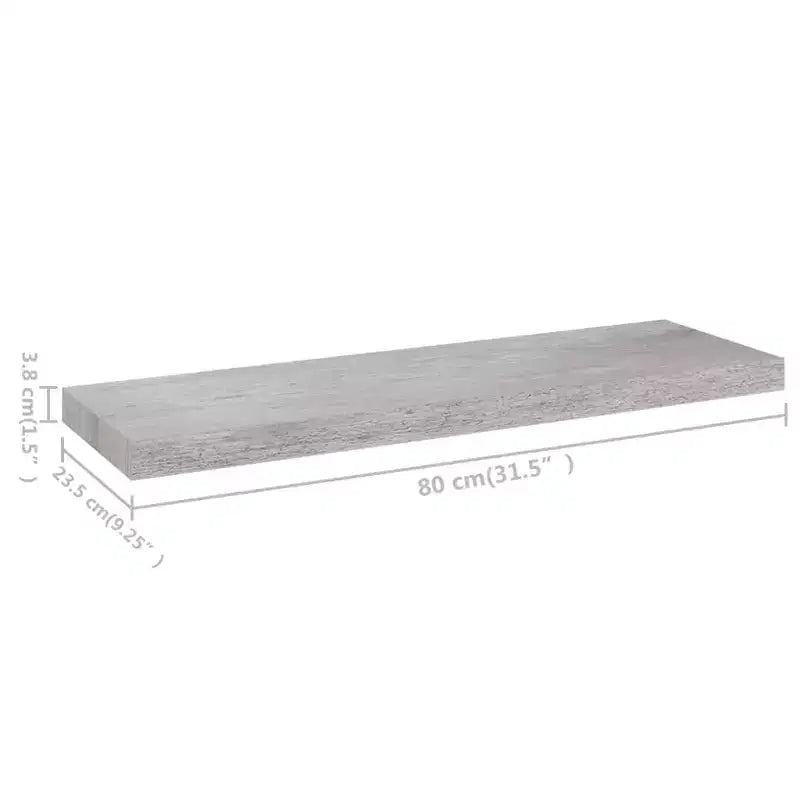 Étagère murale Gris béton Nid d'abeille MDF, métal 31,5 x 9,3 x 1,5 po
