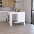 Okak Kitchen Island with Storage Cabinet Door, Countertop Organizer with 2 Internal Shelves and 1 Open Shelf, Small Kitchen Island for Kitchen, White