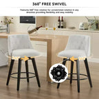 Lot de 2 tabourets de bar pivotants modernes Okak 25 de hauteur comptoir, chaises de bar rembourrées avec dossier et repose-pieds pour îlot de cuisine, café