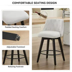 Lot de 2 tabourets de bar pivotants modernes Okak 25 de hauteur comptoir, chaises de bar rembourrées avec dossier et repose-pieds pour îlot de cuisine, café