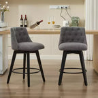 Lot de 2 tabourets de bar pivotants modernes Okak 25 de hauteur comptoir, chaises de bar rembourrées avec dossier et repose-pieds pour îlot de cuisine, café