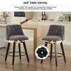 Lot de 2 tabourets de bar pivotants modernes Okak 25 de hauteur comptoir, chaises de bar rembourrées avec dossier et repose-pieds pour îlot de cuisine, café