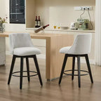 Lot de 2 tabourets de bar pivotants modernes Okak 25 de hauteur comptoir, chaises de bar rembourrées avec dossier et repose-pieds pour îlot de cuisine, café