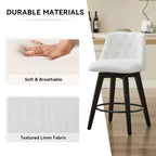 Lot de 2 tabourets de bar pivotants modernes Okak 25 de hauteur comptoir, chaises de bar rembourrées avec dossier et repose-pieds pour îlot de cuisine, café
