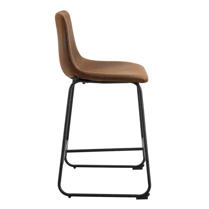 Okak Tabourets de Bar Rétro en Daim, Lot de 2, Tabourets de Comptoir avec Repose-pieds en Fer, Chaises de Cuisine Confortables pour Îlot de Cuisine