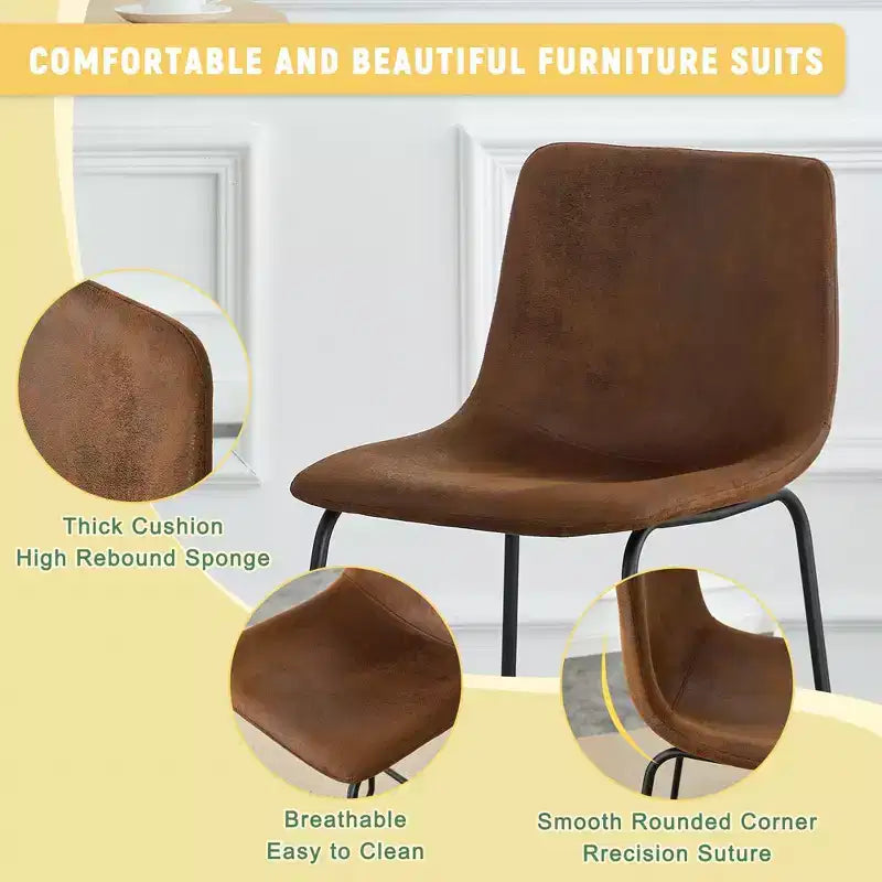 Okak Tabourets de Bar Rétro en Daim, Lot de 2, Tabourets de Comptoir avec Repose-pieds en Fer, Chaises de Cuisine Confortables pour Îlot de Cuisine
