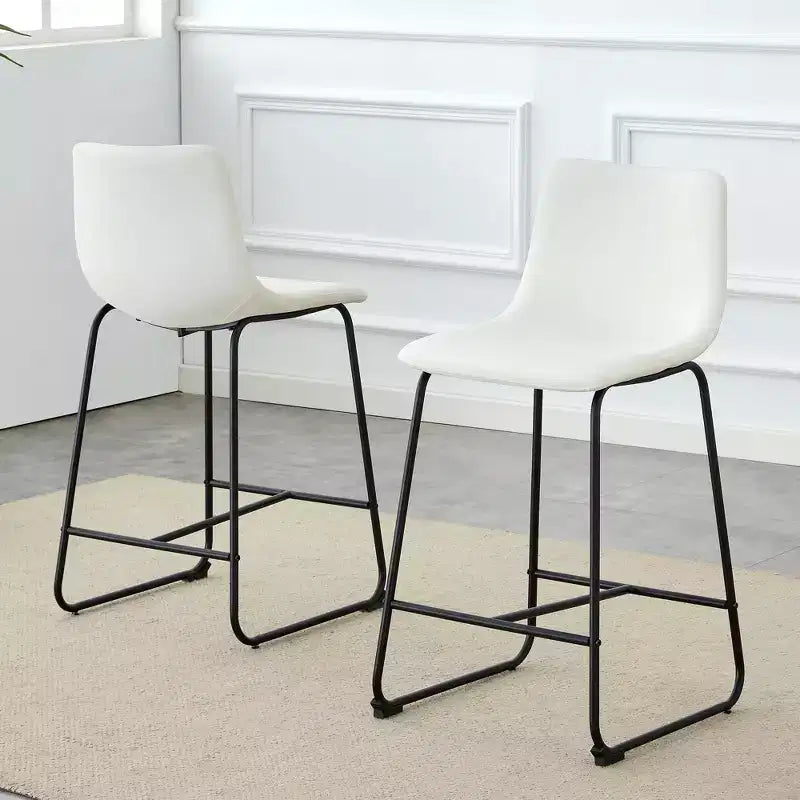 Okak Tabourets de Bar Rétro en Daim, Lot de 2, Tabourets de Comptoir avec Repose-pieds en Fer, Chaises de Cuisine Confortables pour Îlot de Cuisine