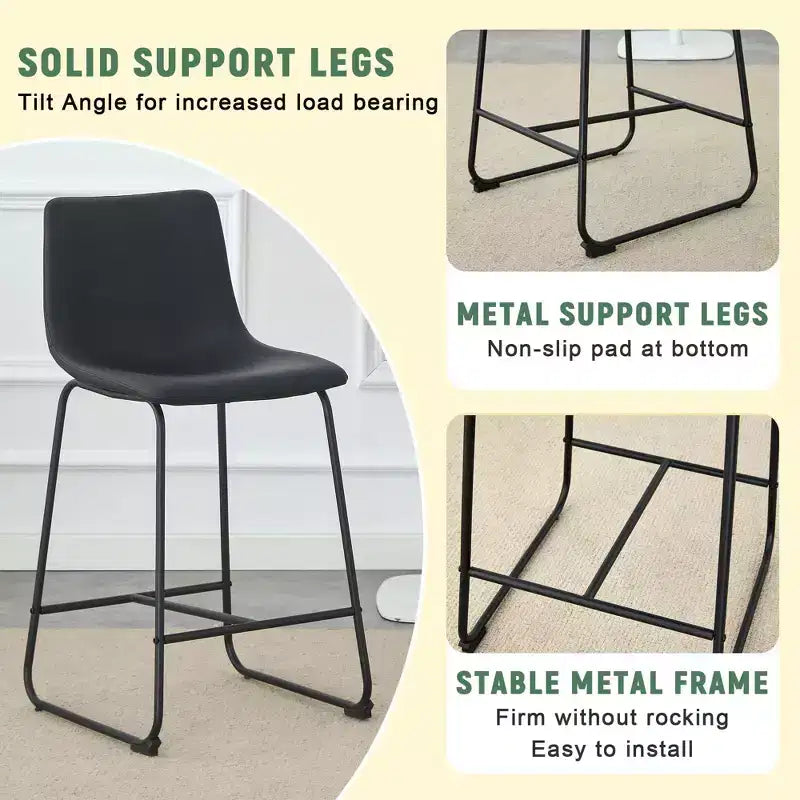 Okak Tabourets de Bar Rétro en Daim, Lot de 2, Tabourets de Comptoir avec Repose-pieds en Fer, Chaises de Cuisine Confortables pour Îlot de Cuisine