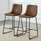 Okak Tabourets de Bar Rétro en Daim, Lot de 2, Tabourets de Comptoir avec Repose-pieds en Fer, Chaises de Cuisine Confortables pour Îlot de Cuisine