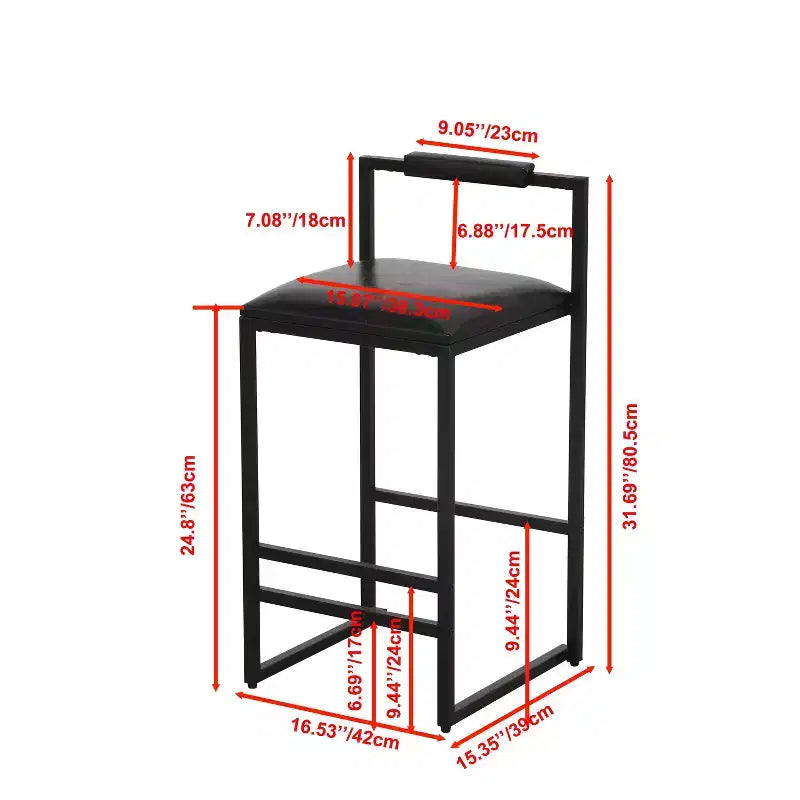 Okak 25 Chaises de bar modernes hauteur comptoir (lot de 2), tabourets de bar avec dossier et repose-pieds, chaises de salle à manger rembourrées pour cuisine