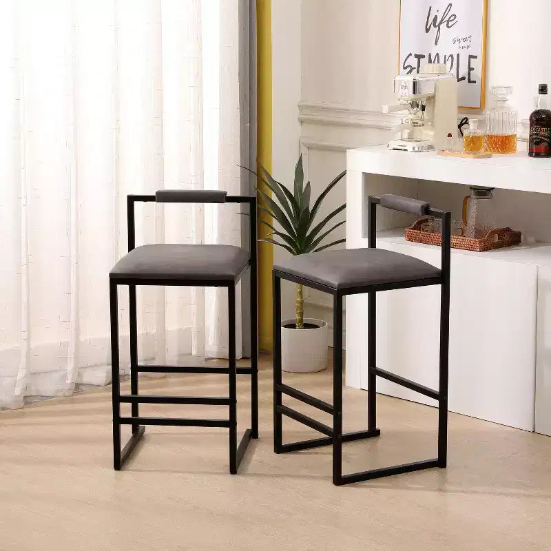Okak 25 Chaises de bar modernes hauteur comptoir (lot de 2), tabourets de bar avec dossier et repose-pieds, chaises de salle à manger rembourrées pour cuisine
