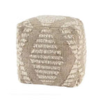 HomeRoots Pouf ottoman HomeRoots 18 cubique géométrique en coton, jute et laine ivoire et naturel