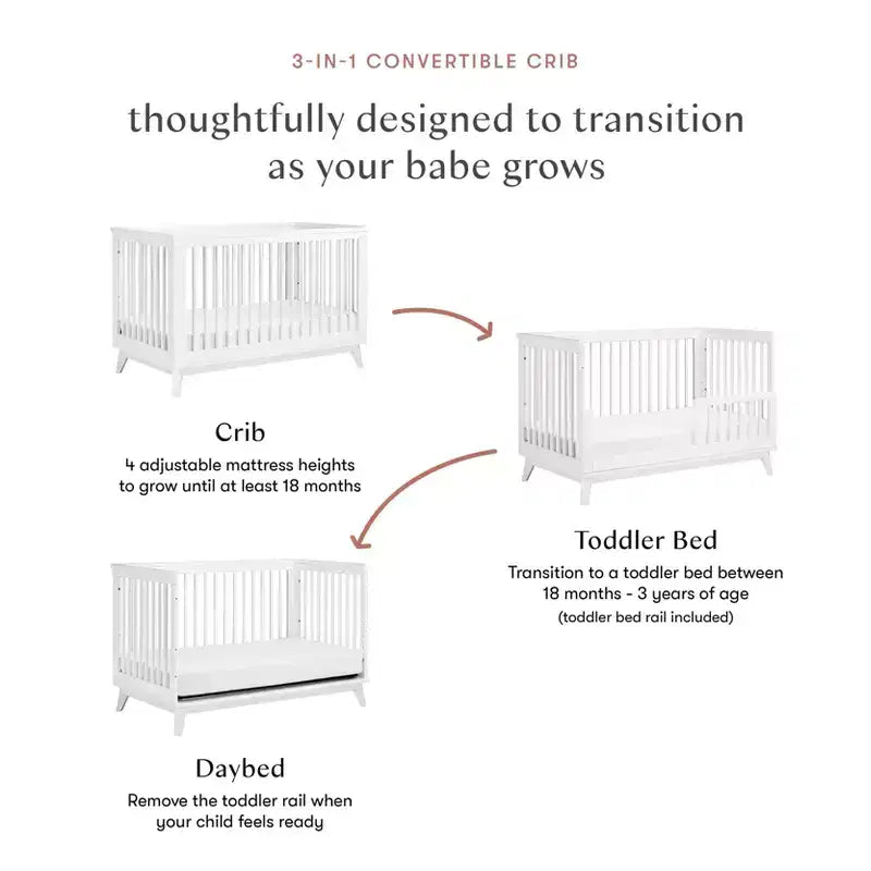 Lit de bébé convertible 3-en-1 Babyletto Scoot avec kit de conversion pour lit de tout-petit