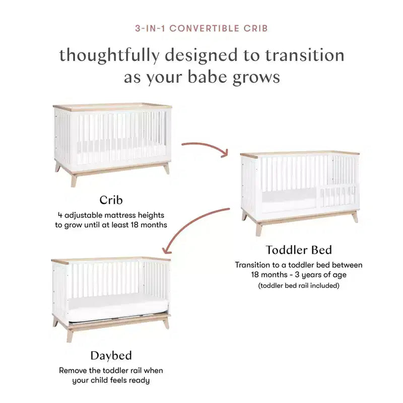 Lit de bébé convertible 3-en-1 Babyletto Scoot avec kit de conversion pour lit de tout-petit