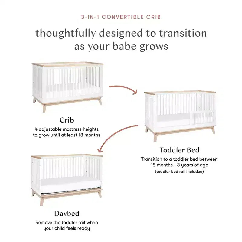 Lit de bébé convertible 3-en-1 Babyletto Scoot avec kit de conversion pour lit de tout-petit